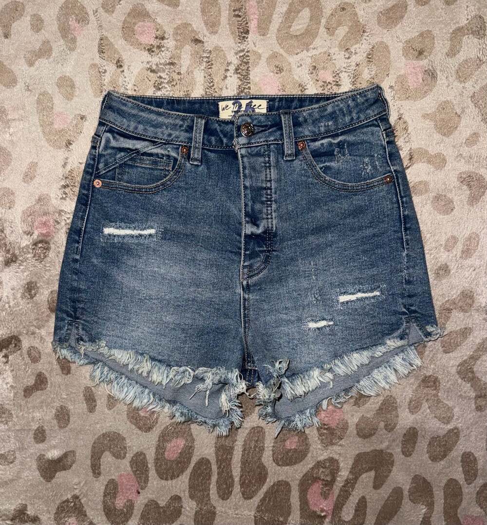 We The Free CRVY High-Rise Button Fly Distressed Denim Shorts Size 26 /4-6